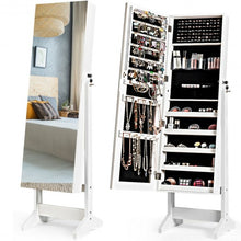 Load image into Gallery viewer, Standing Jewelry Armoire Cabinet with Full Length Mirror-White
