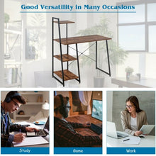 Load image into Gallery viewer, Computer Desk with Shelves Study Writing Desk Workstation Bookshelf-Brown
