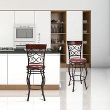 Load image into Gallery viewer, 360 Degree Swivel Bar Stools Set of 2 with Leather Padded Seat
