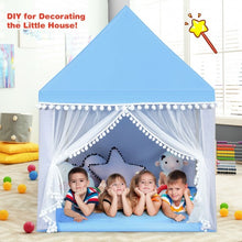 Load image into Gallery viewer, Kids Play Tent Large Playhouse Children Play Castle Fairy Tent Gift w/ Mat-Blue
