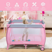 Load image into Gallery viewer, Portable Foldable Baby Playard Nursery Center with Changing Station-Pink
