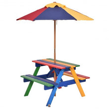 Load image into Gallery viewer, 4 Seat Kids Picnic Folding Garden Umbrella Table

