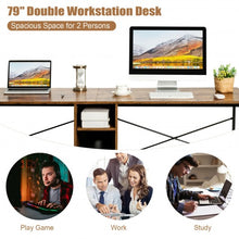 Load image into Gallery viewer, 79&quot; Multifunctional Office Desk for 2 Person with Storage-Brown

