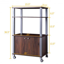 Load image into Gallery viewer, Microwave Rack Stand Rolling Storage Cart-Walnut
