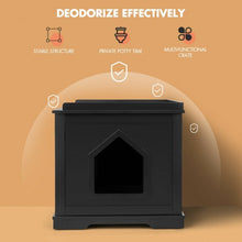 Load image into Gallery viewer, Cat Litter Box Wooden Enclosure Pet House Sidetable Washroom-Black
