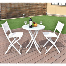 Load image into Gallery viewer, 3 Pcs Folding Garden Patio Table Chairs Set-White
