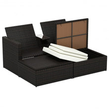 Load image into Gallery viewer, 3 pcs Outdoor Rattan Wicker Chaise Lounge Love Seat
