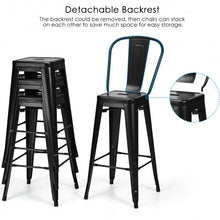 Load image into Gallery viewer, 30" Height Set of 4 High Back Metal Industrial Bar Stools-Black

