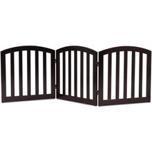 Load image into Gallery viewer, 24&#39;&#39; Configurable Folding Standing 3 Panel Wood Pet Fence-Brown
