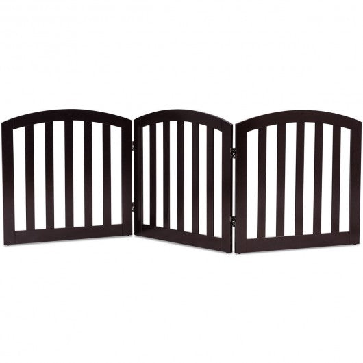 24'' Configurable Folding Standing 3 Panel Wood Pet Fence-Brown