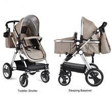 Load image into Gallery viewer, Folding Aluminum Baby Stroller Baby Jogger with Diaper Bag-Beige
