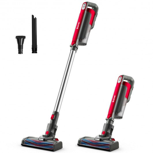 Handheld Stick Vacuum Cleaner w/Detachable Battery & Filtration-Red