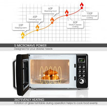 Load image into Gallery viewer, 700W Glass Turntable Retro Countertop Microwave Oven-Black
