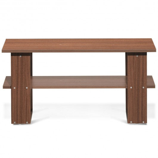 Coffee Table Living Room Furniture with Storage Shelf-Brown