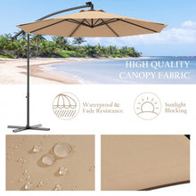 Load image into Gallery viewer, 10 Inch Patio Hanging Solar LED Umbrella Sun Shade with Cross Base-Beige

