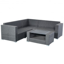 Load image into Gallery viewer, 4 pcs Patio Rattan Wicker Cushioned Sofa Set
