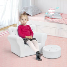 Load image into Gallery viewer, Children Upholstered Princess Sofa with Ottoman and Diamond Decoration for Boys and Girls-White
