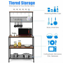 Load image into Gallery viewer, 4-Tier Kitchen Rack Stand with Hooks &amp; Mesh Panel

