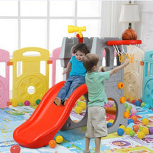 Load image into Gallery viewer, Children Castle Slide with Basketball Hoop and Telescope

