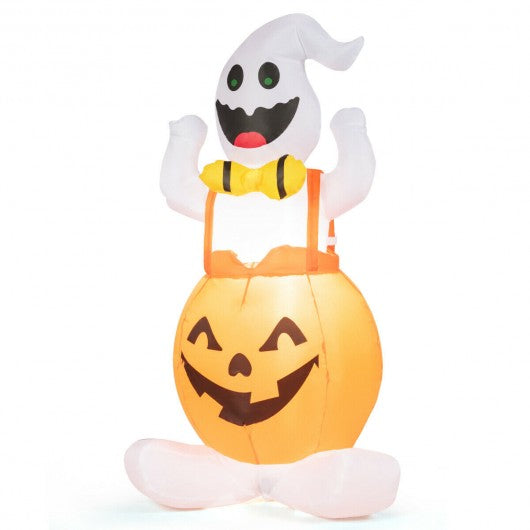 4.5' Halloween Inflatable Ghost in Pumpkin with Light