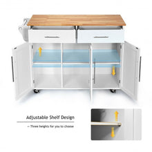 Load image into Gallery viewer, Kitchen Island Trolley Cart Wood Top Rolling Storage Cabinet-White
