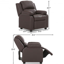 Load image into Gallery viewer, Deluxe Kids Armchair Recliner Headrest Sofa w/ Storage Arms-Brown

