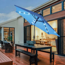 Load image into Gallery viewer, 9&#39; Solar LED Lighted Patio Market Umbrella Tilt Adjustment Crank Lift -Blue
