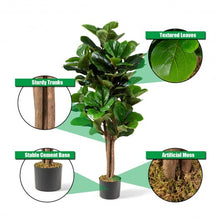 Load image into Gallery viewer, 4ft Artificial Fiddle Leaf Fig Tree Decorative Planter
