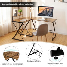 Load image into Gallery viewer, L-Shaped Desk Reversible Corner Computer Desk with Movable Shelf &amp; CPU Stand-RB
