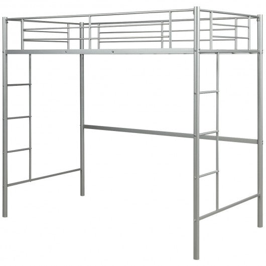 Metal Twin Loft Ladder Beds-Silver