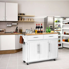 Load image into Gallery viewer, Kitchen Island Trolley Cart Wood Top Rolling Storage Cabinet-White
