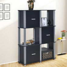 Load image into Gallery viewer, 3-Tier 6 Cubes Storage Shelf Cabinet-Black
