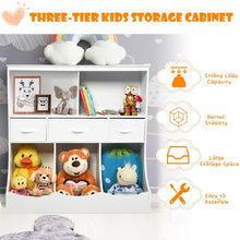 Load image into Gallery viewer, Freestanding Combo Cubby Bin Storage Organizer Unit W/3 Baskets-White
