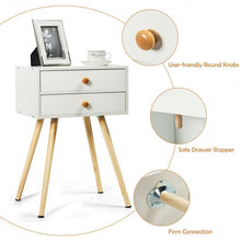 Load image into Gallery viewer, Mid Century Modern 2 Drawers Nightstand in Natural-White
