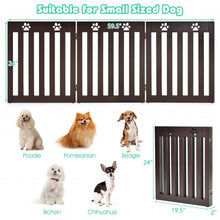 Load image into Gallery viewer, 24&quot; Folding Wooden Freestanding Dog Gate w/360° Flexible Hinge for Pet-Espresso
