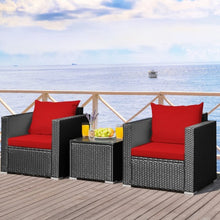 Load image into Gallery viewer, 3 Pcs Patio wicker Furniture Set with Cushion-Red
