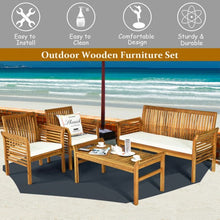 Load image into Gallery viewer, 4 Pcs Outdoor Acacia Wood Sofa Furniture Set
