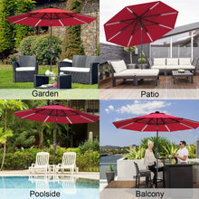 Load image into Gallery viewer, 9 Ft Patio Solar Powered Umbrella with LED Light-Red

