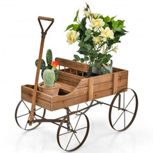 Load image into Gallery viewer, Wooden Wagon Plant Bed With Wheel for Garden Yard-Brown

