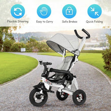 Load image into Gallery viewer, 6-In-1 Kids Baby Stroller Tricycle Detachable Learning Toy Bike-Gray
