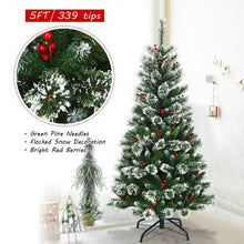 Load image into Gallery viewer, 5 ft Snow Flocked Artificial Christmas Hinged Tree
