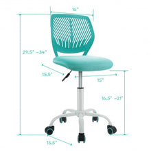 Load image into Gallery viewer, Adjustable Office Task Desk Armless Chair-Turquoise
