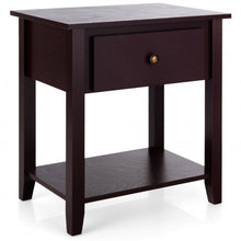 Load image into Gallery viewer, Nightstand with Drawer and Storage Shelf for Bedroom Living Room-Espresso
