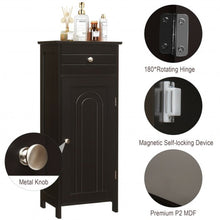 Load image into Gallery viewer, Wooden Storage Free-Standing Floor Cabinet with Drawer and Shelf-Brown
