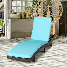Load image into Gallery viewer, Patio Folding Adjustable Rattan Chaise Lounge Chair with Cushion-Turquoise
