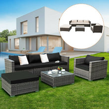 Load image into Gallery viewer, 6 pcs Patio Rattan Wicker Furniture Set w/ 2 Set Cushion Cover
