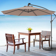 Load image into Gallery viewer, 10 Inch Patio Hanging Solar LED Umbrella Sun Shade with Cross Base-Tan
