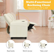 Load image into Gallery viewer, Children PU Leather Recliner Chair with Front Footrest-Beige
