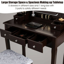 Load image into Gallery viewer, Vanity Dressing Table Set with 10 Dimmable Bulbs and Cushioned Stool-Brown
