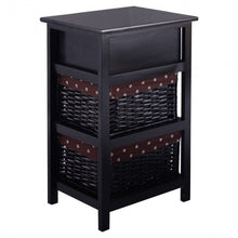 Load image into Gallery viewer, Black/White 3 Tiers 1 Drawer Night Stand-Black
